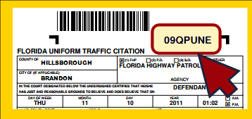 cual es el número de citación en un ticket florida