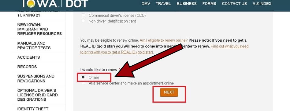 renovar online la licencia de manejo en Iowa