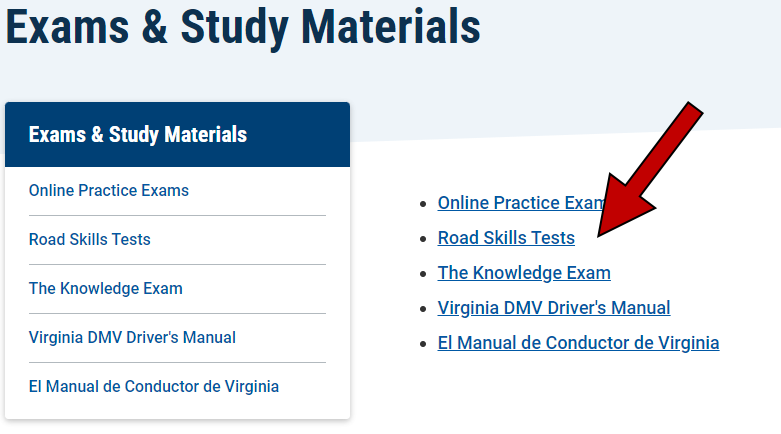 cita para el examen de conducir en Virginia