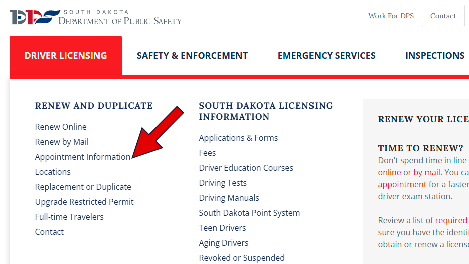 cita para licencia de conducir en South Dakota