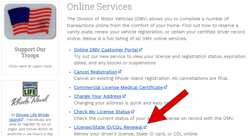 renovar licencia de manejo en Rhode Island