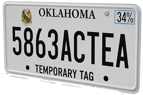 como sacar placa temporal de Oklahoma