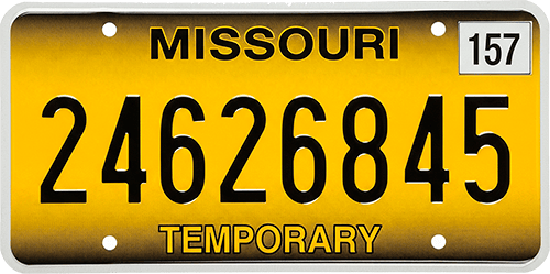 como sacar placas temporales Missouri