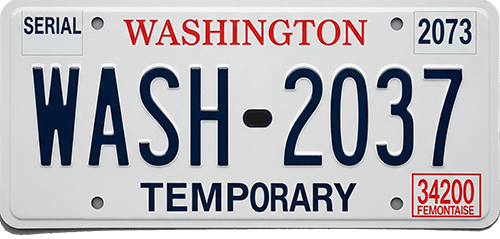 como sacar placas temporales en Estado de Washington