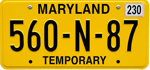 donde sacar una placa temporal en Maryland